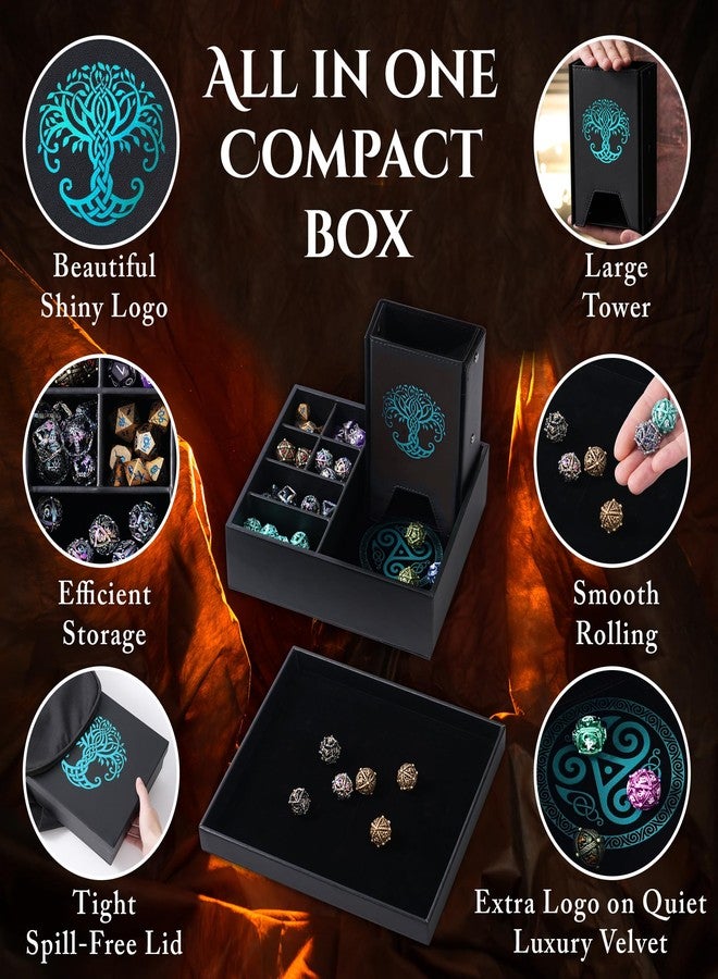 Soar Forge Dice Tray and Dice Tower for DND and RPG - All-in-One Game Roamer Tray & Large Tower for Random Rolls - Stores Your Sets, Mini's and More Compatible with D&D (Blue Tree) - Image 2